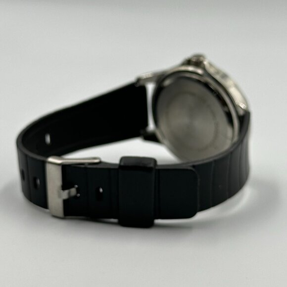 3/$30 Massini Watch Women Silver Tone Round Case Black Silicone Band 9" - Picture 10 of 15